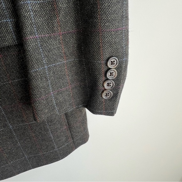 Jos A Bank 100%  Wool Sport Coat Jacket Two Button Prince Of Wales Check Men 44R - Picture 7 of 12